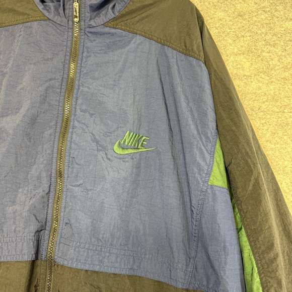 Vintage Nike Men's Windbreaker Jacket Blue Black Retro 90s Track Coat Size L - Picture 3 of 11